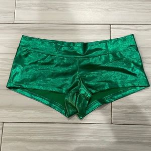 IHeartRaves Green Metallic Booty Shorts